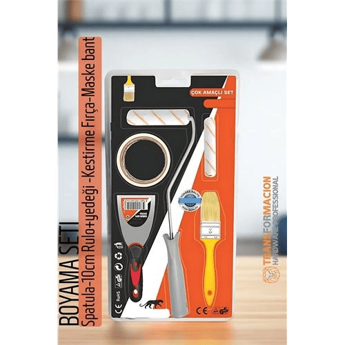 Boyama Seti - Spatula-10cm Rulo +yedeği -Kestirme Fırça-Maskeleme bant