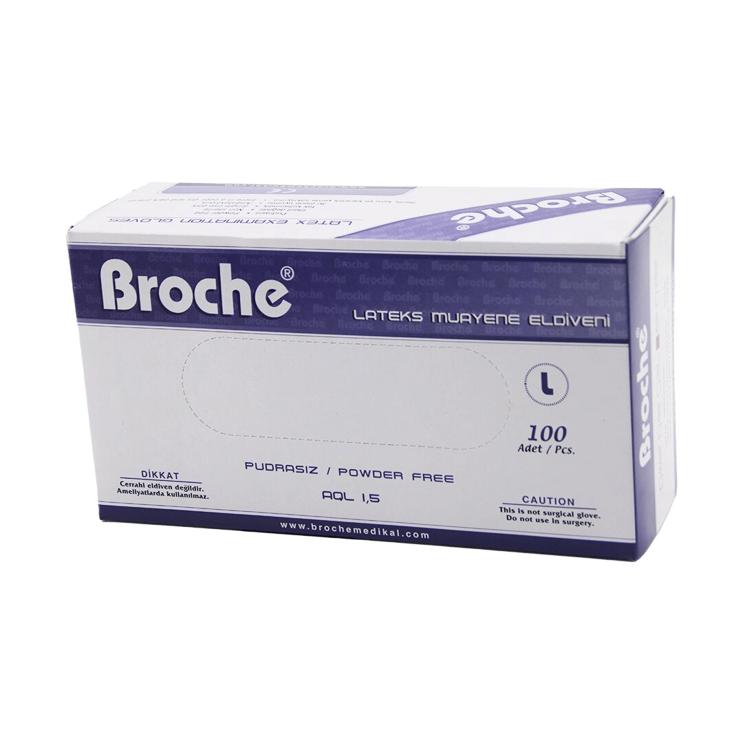 Broche  L  Pudrasız Muayene Eldiveni 100lü Bx40