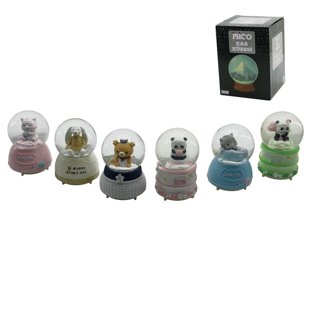 Büyük Boy - 10cm Pilli - Işıklı Müzikli Kar Küresi Cam Hayvan Figürlü - Desen Mix Renkli Herhangi Bir Tanesi Gönderilir Bx40