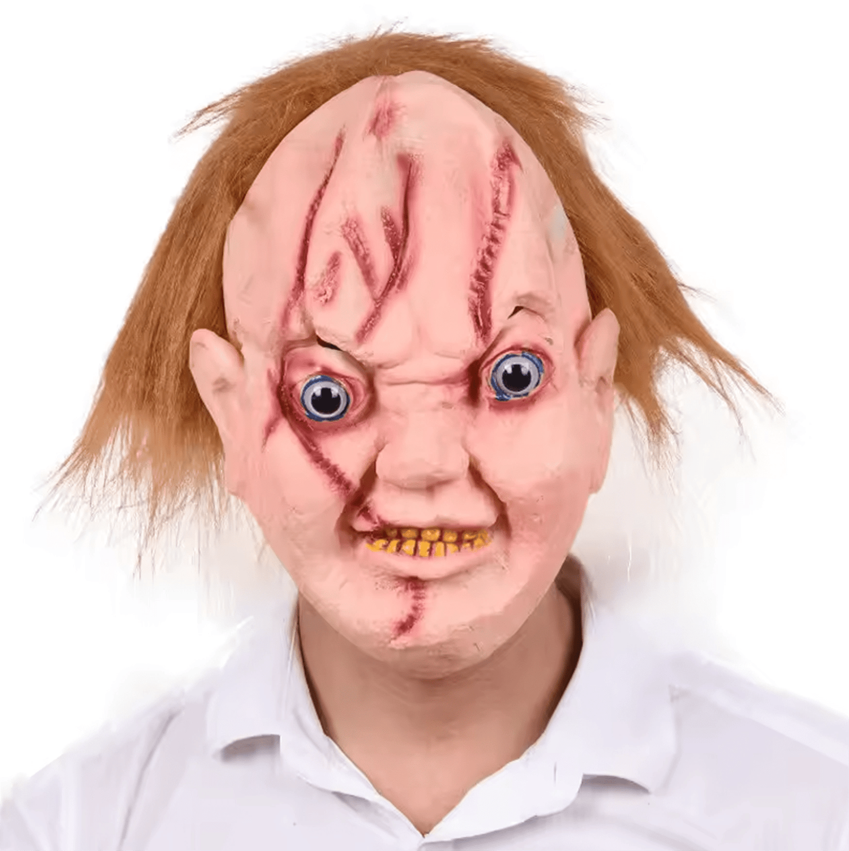 Çaki Maskesi Kahverengi Saçlı Lateks Et Chucky Çaki Maskesi Bx40
