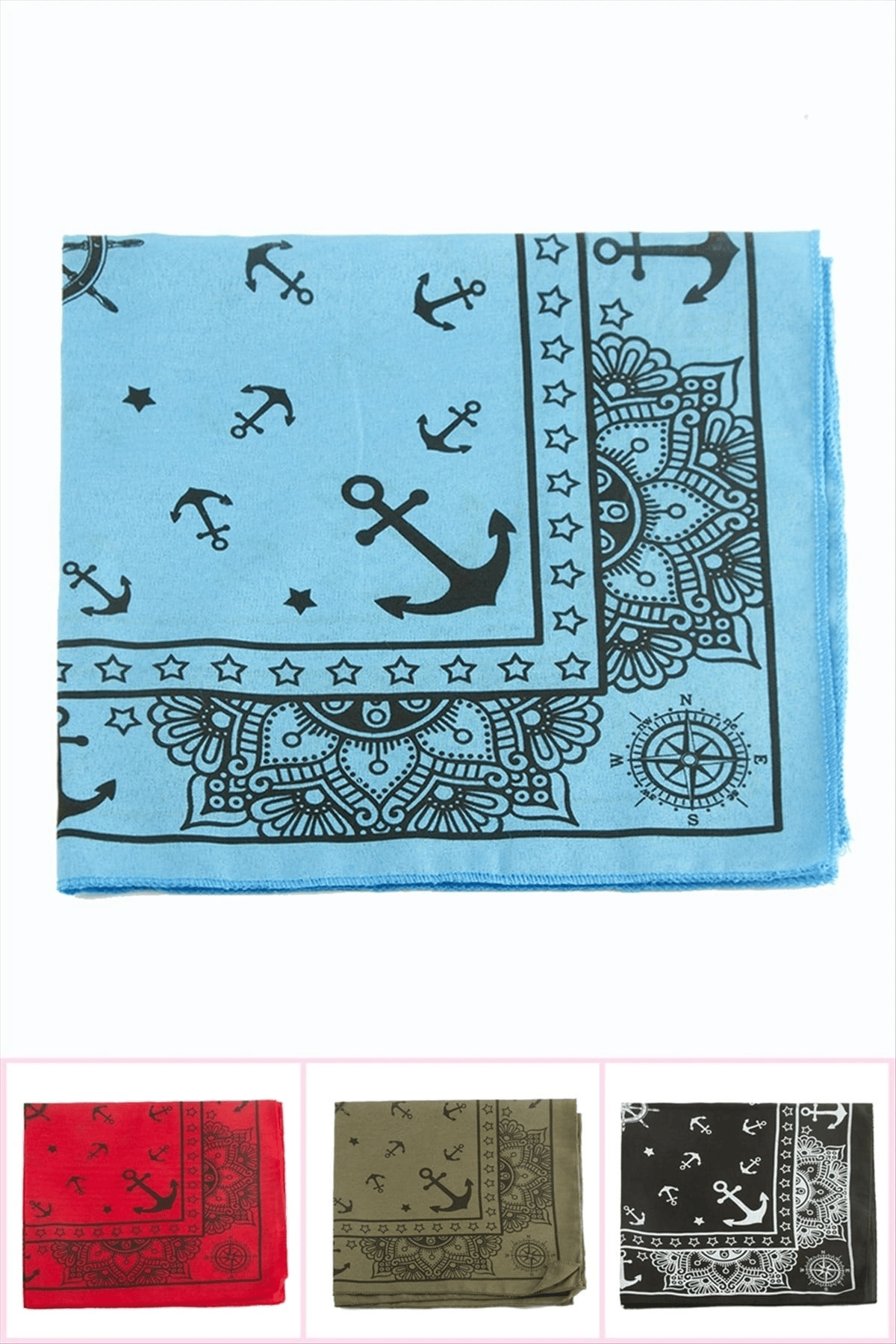 Çapa Desenli Keten Bandana 50*50