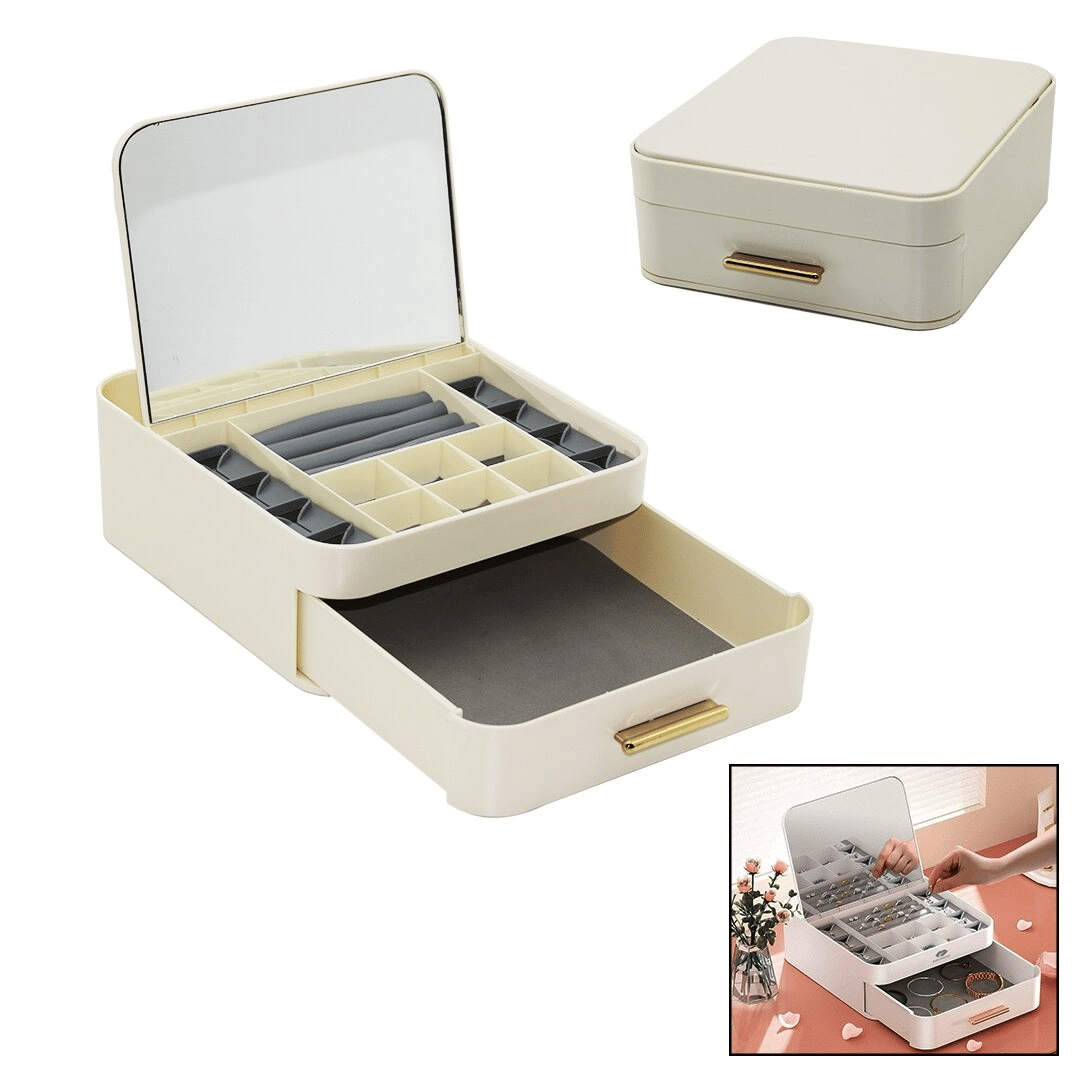 Çek-bırak=aç-kapa20x22 - Y:8.5cmaynalı Takı Organizer Çekmece+1 Kat-10 Bölme Bx40