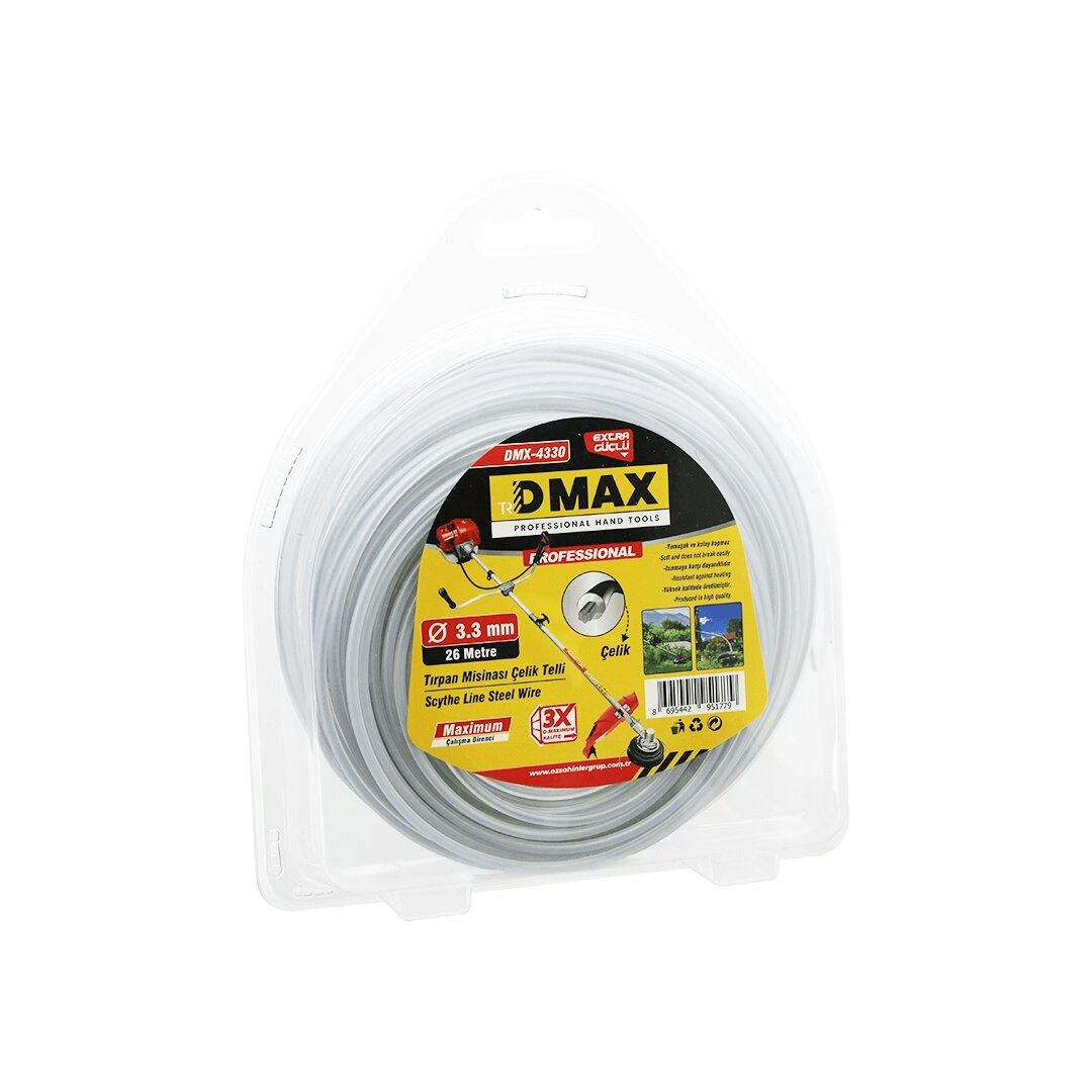 Çelik Telli Yuvarlak    3.3mm X 26mt  Çim Biçme Tırpan Misinası Bx40