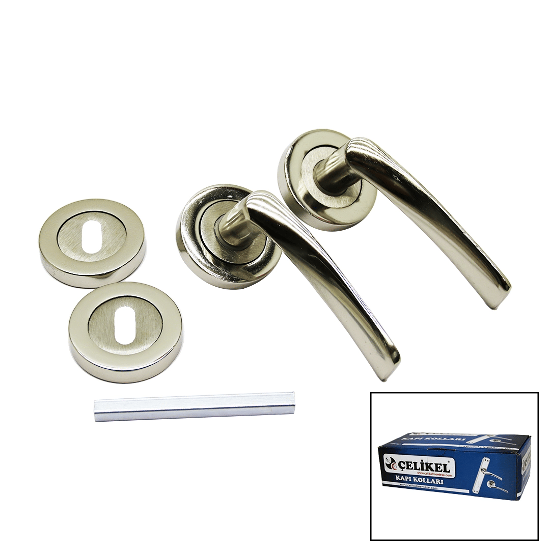 Çelikel-07 Amerikan Oda Kapı Kolu Nikel Saten Bx40