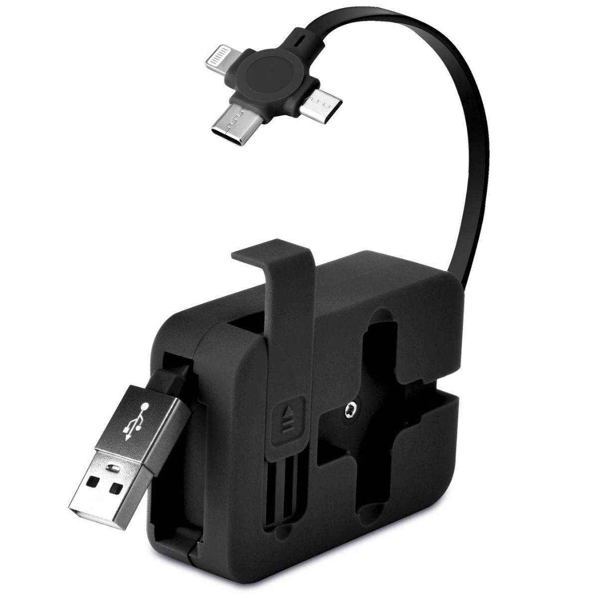 Cep Tipi Telefon Tutuculu Makaralı Uzayıp Kısalabilen 3'ü 1 Arada Usb Şarj Kablosu Bx40
