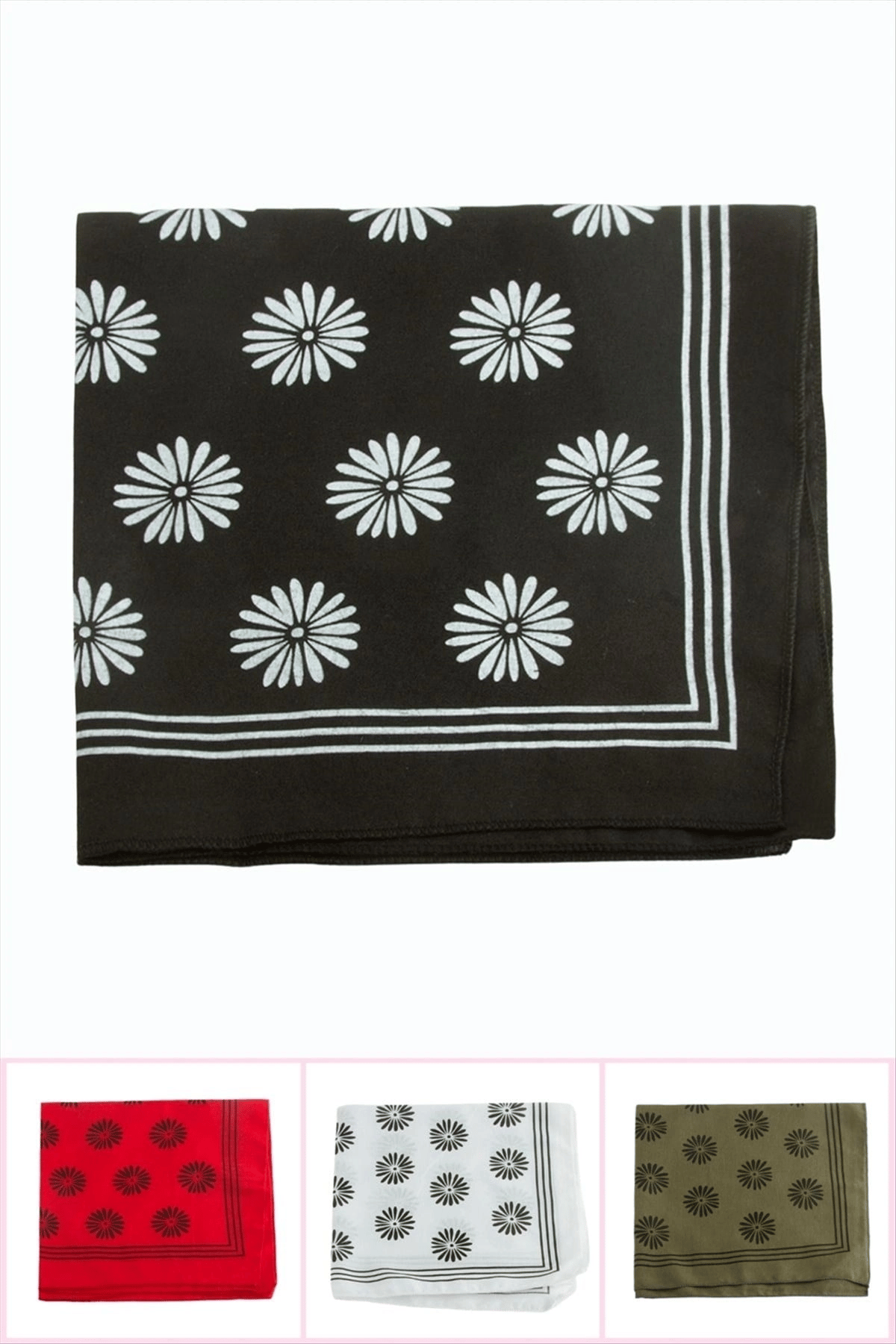Çiçek Desenli Keten Bandana 50*50