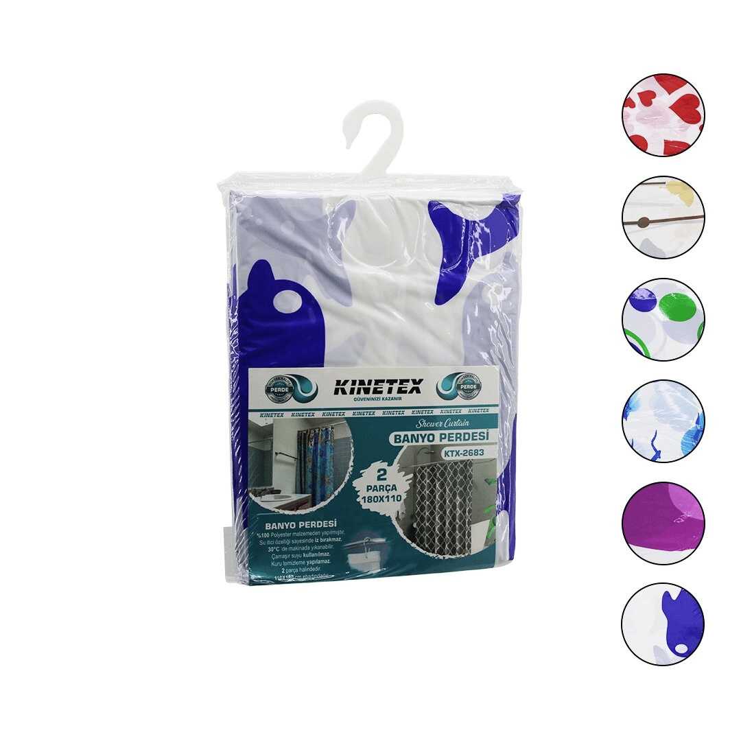Çif Kanat Polyester Banyo Perdesi 2pcs X 180x110cm - 12 Halkalı Bx40