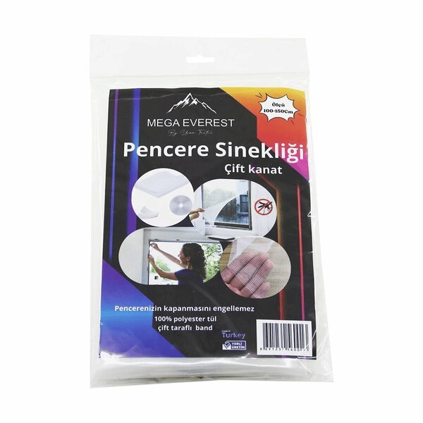 Çift Kanat Tül Pencere Sineklik 100x150cm - 5mt Bant Bx40