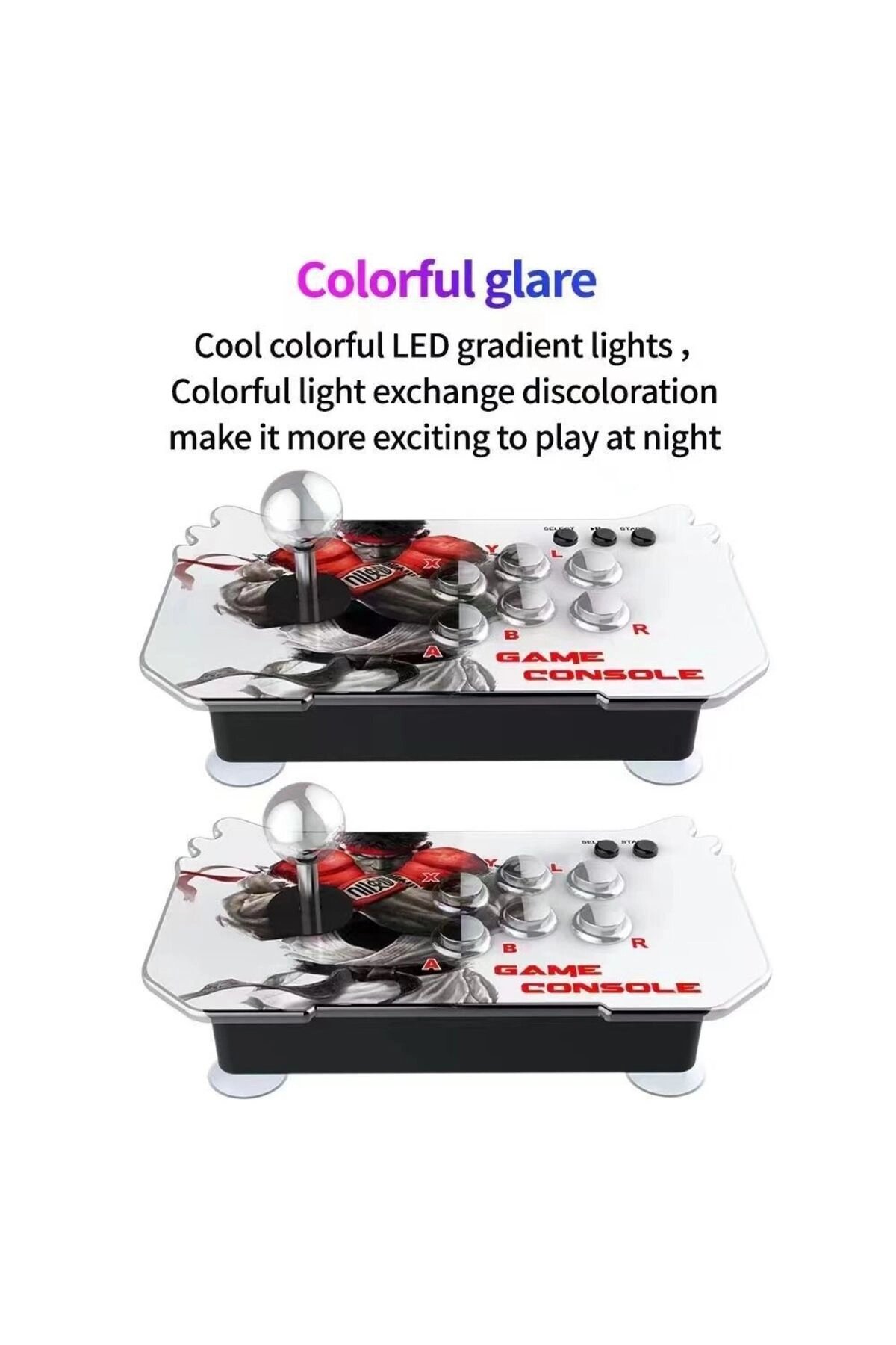 Çift kişilik kollu joystickli retro oyun konsolu oyunlu çok renkli bluetoothsuz - Elektronik