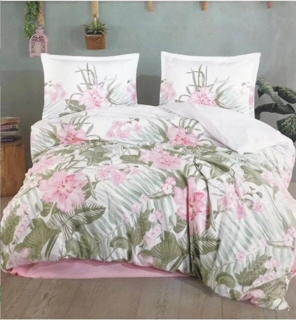 Clasy Ranforce Nevresim Takımı Çift Kişilik Forest V1 Pembe