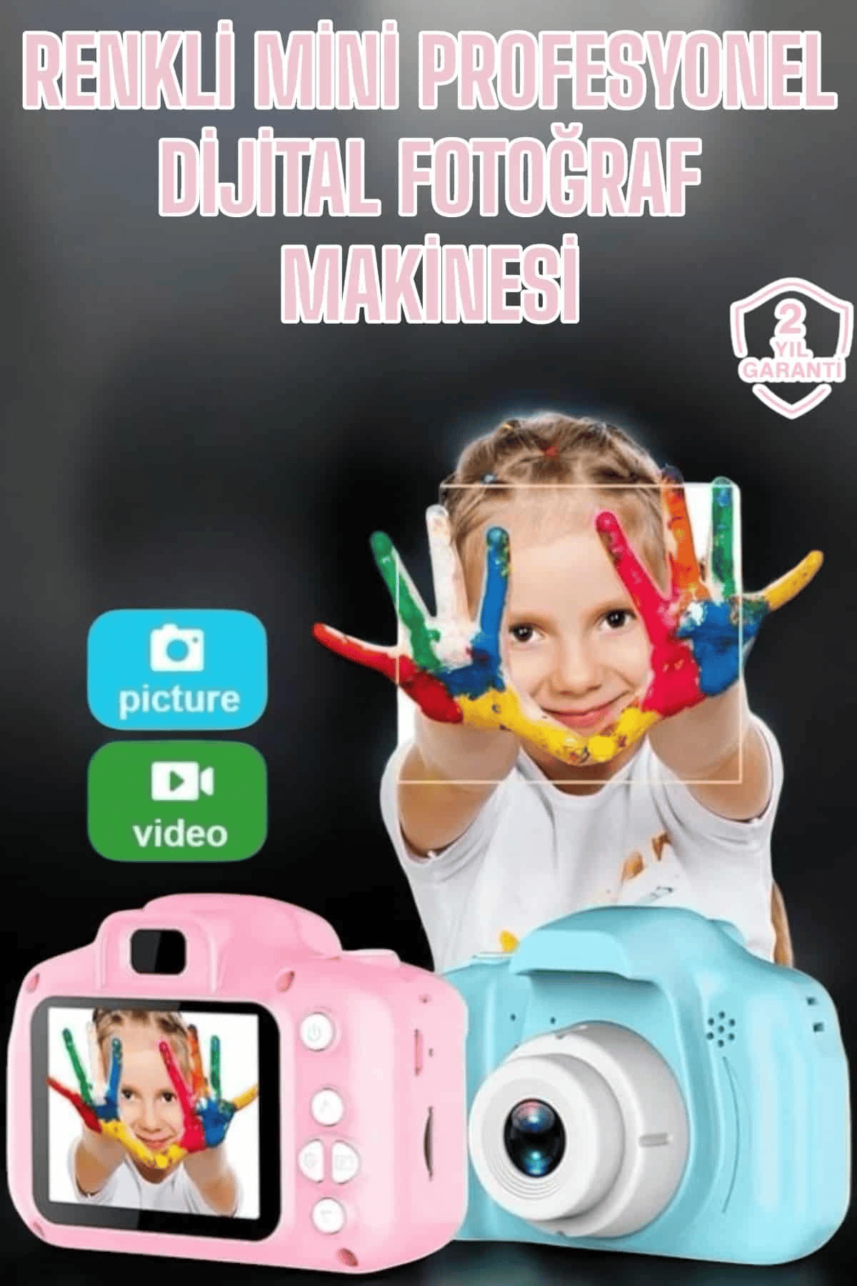 Çocuk Kamerası Profesyonel Hafif Ve Uzun Ömürlü USB Şarjlı 2.0 İnç