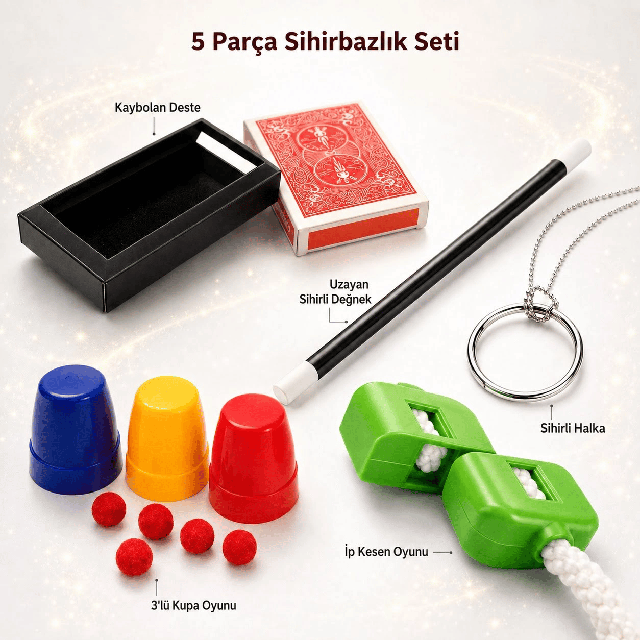 Çocuklar İçin 5 Parça Sihirbazlık Oyun Seti Bx40