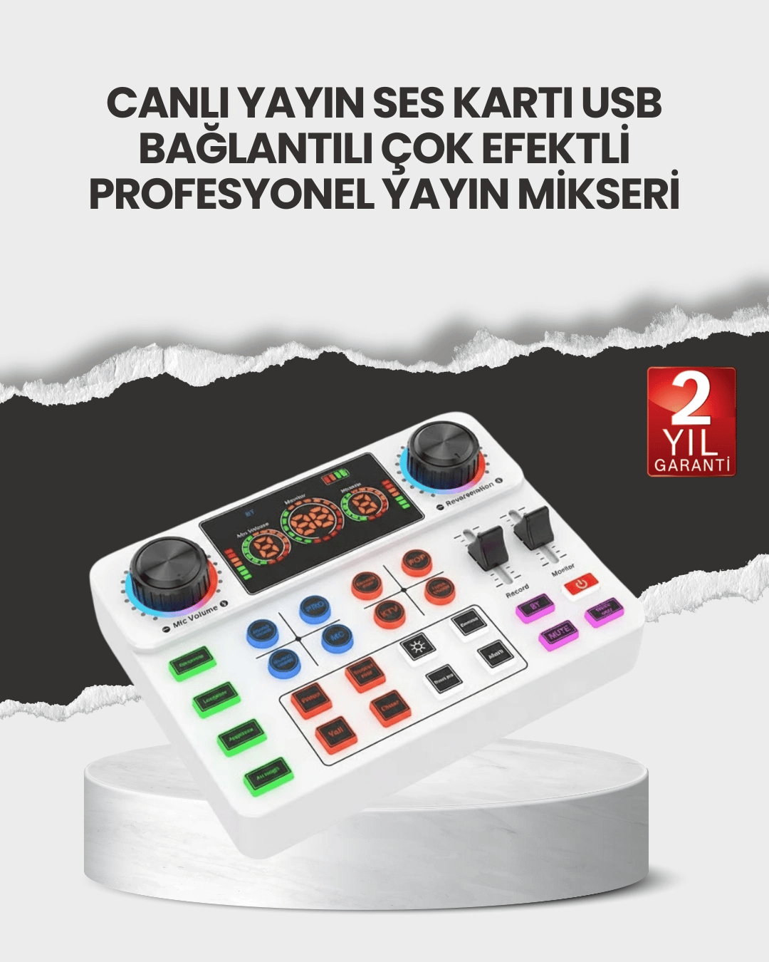 Çok Efektli Canlı Yayın Ses Mikseri USB ve Kablosuz Uyumlu