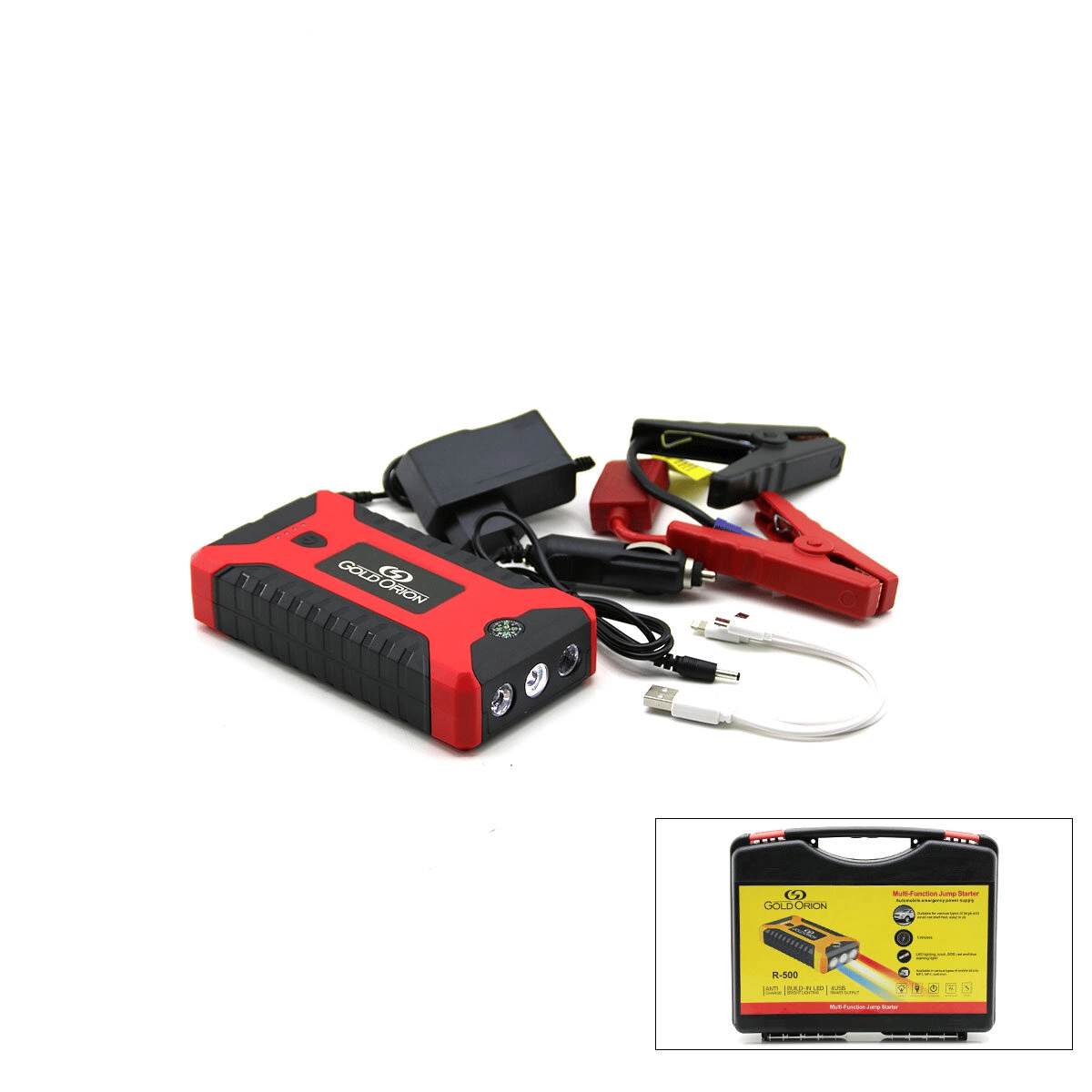 Çok Fonksiyonlu Ato - Araç Takviye Set Taşınabilir 4 Usb Çıkışlı Powerbank Özellik - Fener - Cob - Pusula Bx40