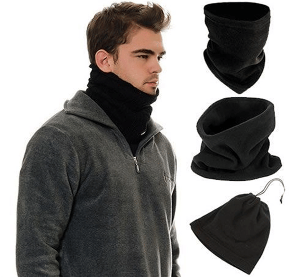 Çok Fonksiyonlu Unisex Terletmez Kumaş İpli Polar Bere Boyunluk Bx40