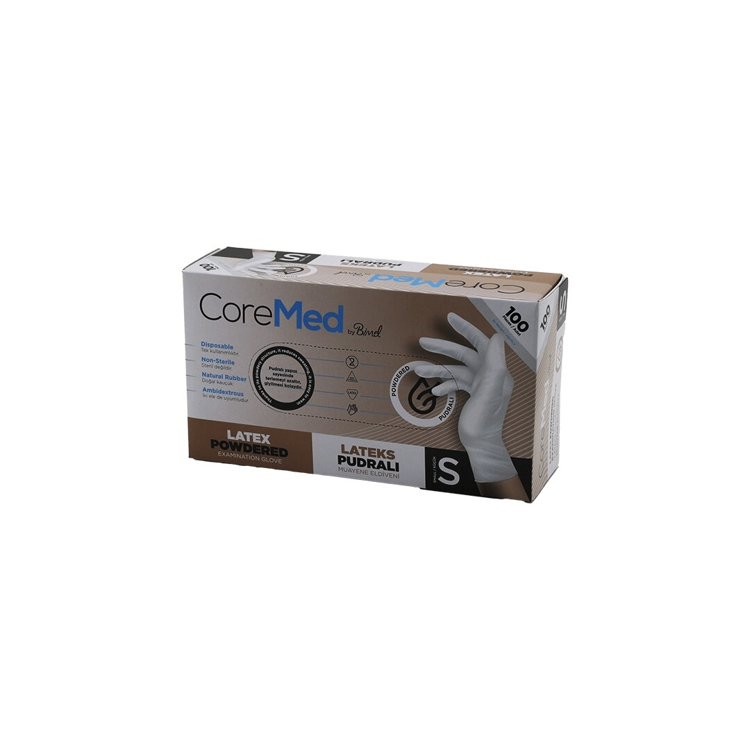 Coremed Bimel S Beden Pudralı Muayene Eldiveni 100lü Bx40