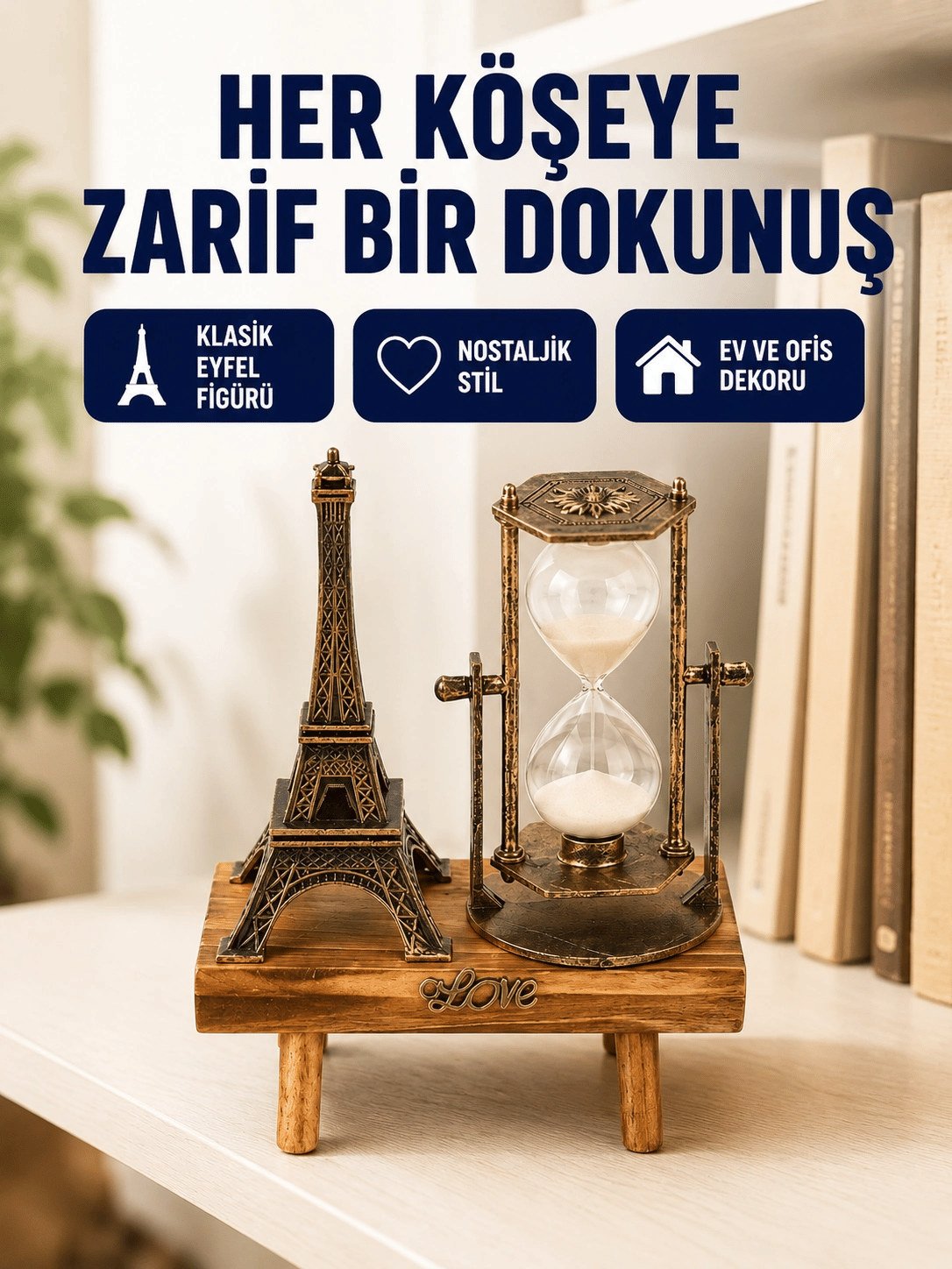 Dekoratif Kum Saati – Ahşap Malzeme, Hediyelik Masa Aksesuarı