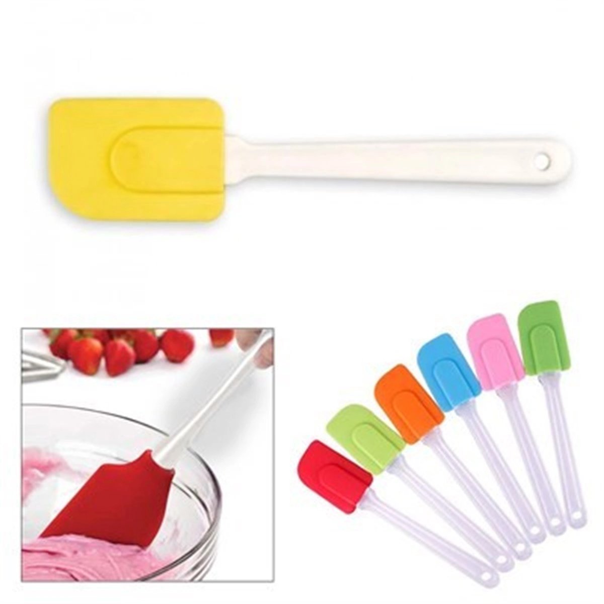 Dekoratif Renkli Silikon Spatula Pratik Sevimli Spatula Kaşık Bx40