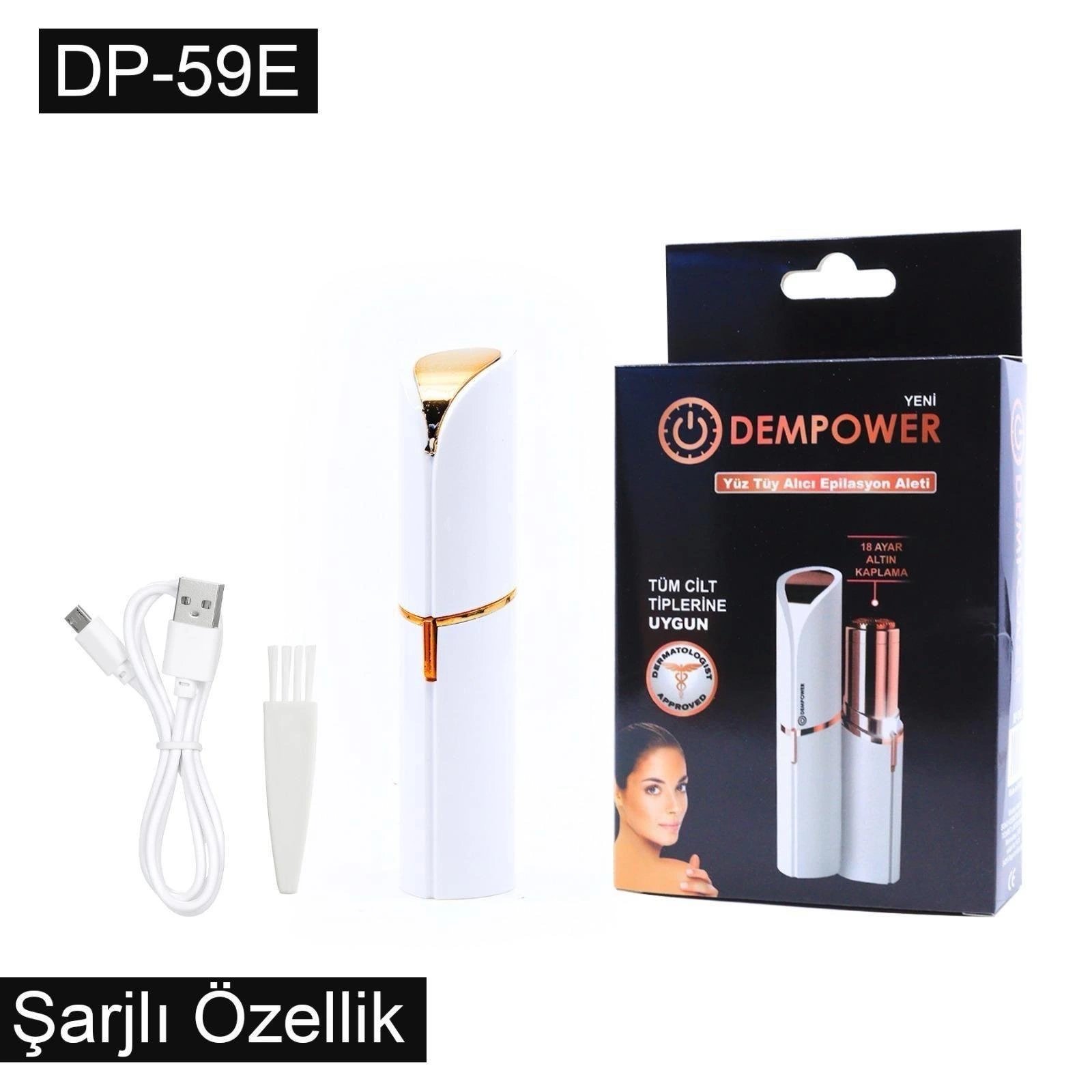 Dempower Şarjlı Yüz Tüy Alıcı Epilasyon Aleti Flawles  Kısa