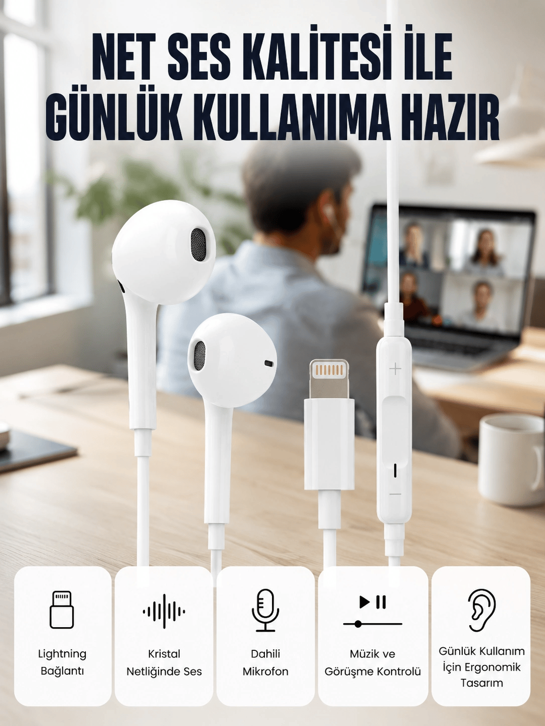 Derin Bas ve Net Ses Özellikli Kulak İçi Kulaklık Yeni Nesil