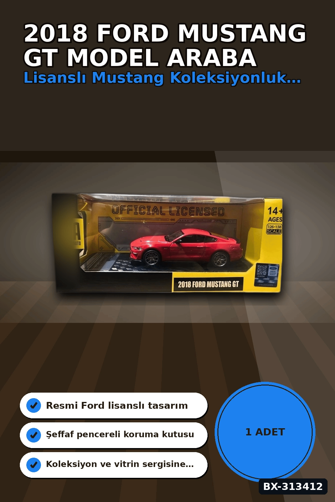 Detayli 1/32 Olcek 2018 Ford Mustang GT Kirmizi Kasik Model Araba Vitrin Icin 1 Adet BX-313412