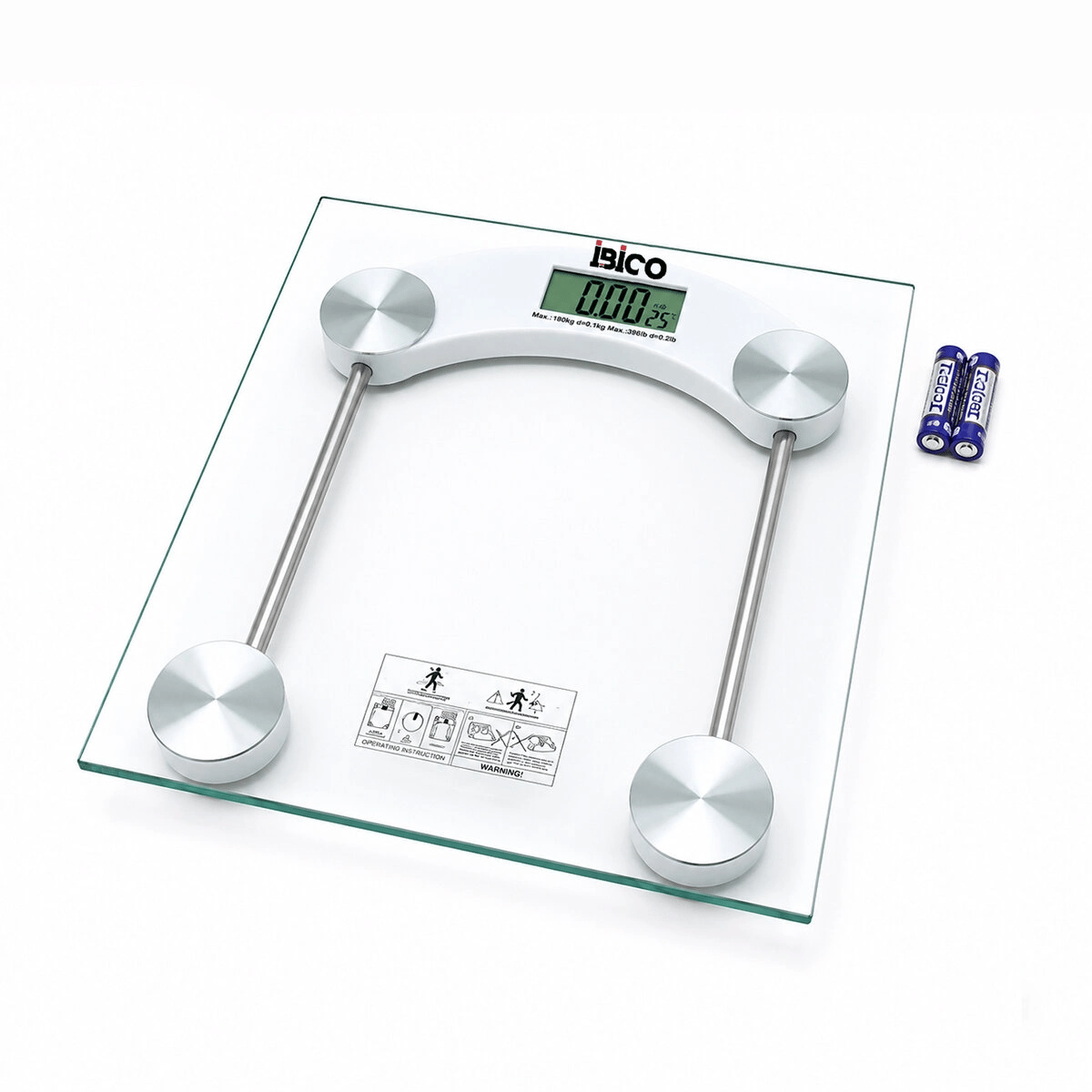 Dijital - Pilli Kare Banyo Baskül Terazi Tartı Lcd Ekran 180kg/0.1g 30x30cm İ11-025 Bx40