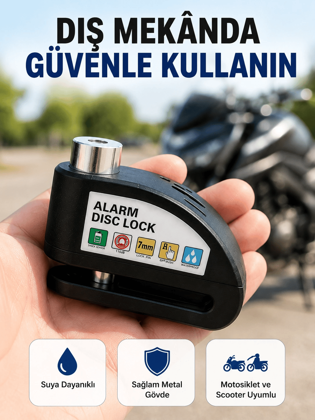 Disk Fren Kilidi Alarmlı Anti Hırsızlık Motosiklet Scooter Bisiklet Yeni Nesil