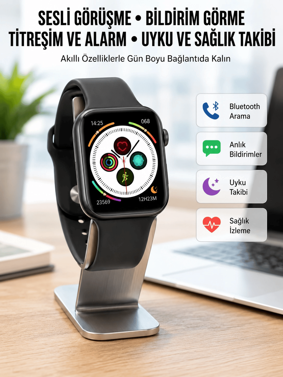 Dokunmatik Ekran Akıllı Saat Tema Değiştirme Şık ve Modern Unısex