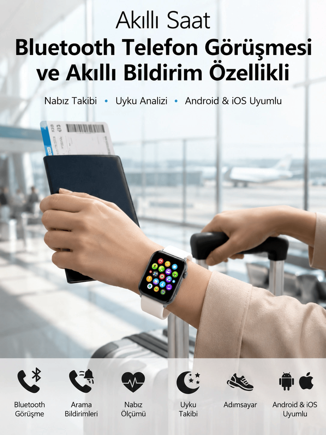 Dokunmatik Ekranı, Bluetooth Görüşme Desteği ve Akıllı Bildirim Özellikleriyle Teknolojiyi Bileğinize Taşıyan Akıllı Saat