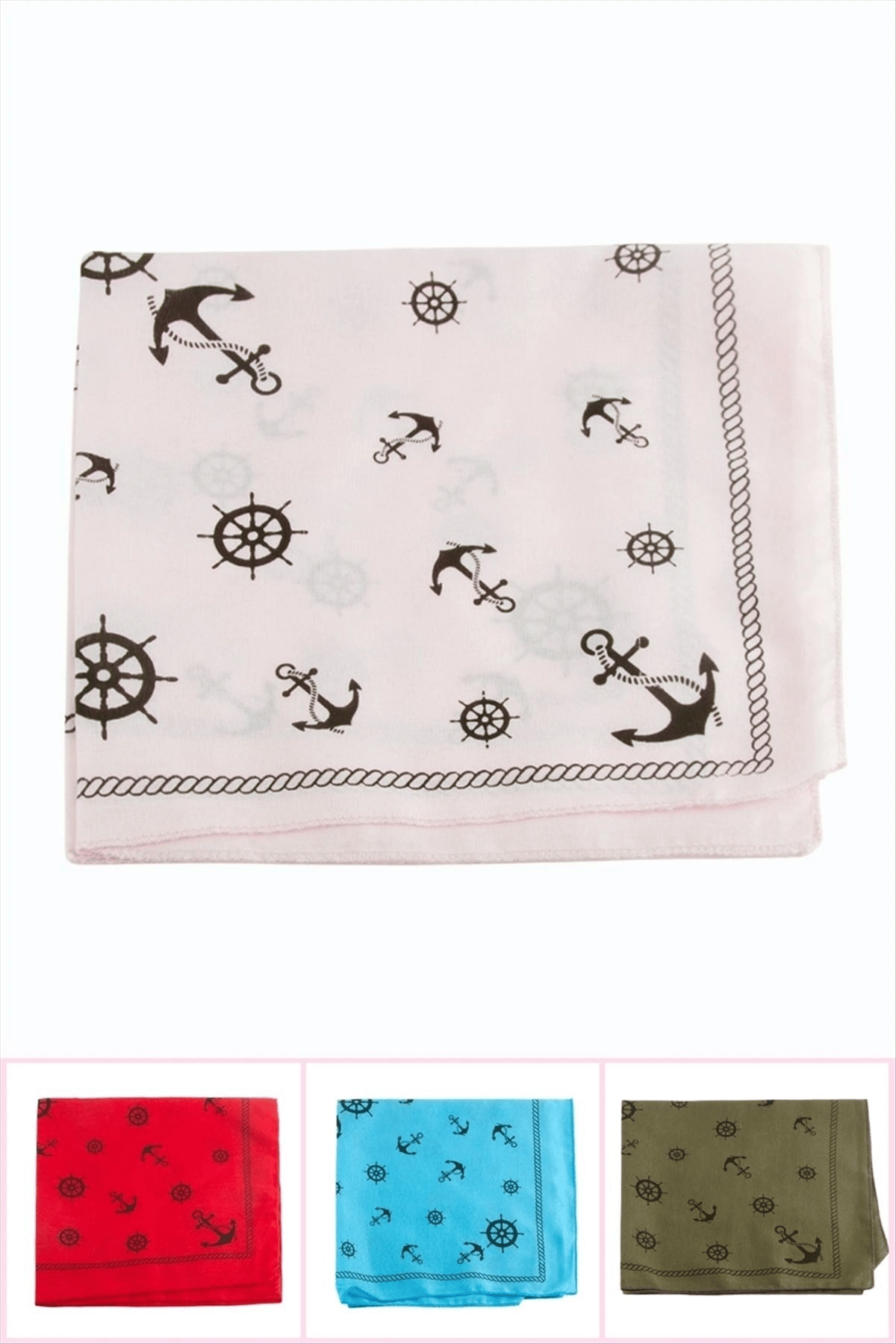 Dümen Çapa Desenli Keten Bandana 50*50