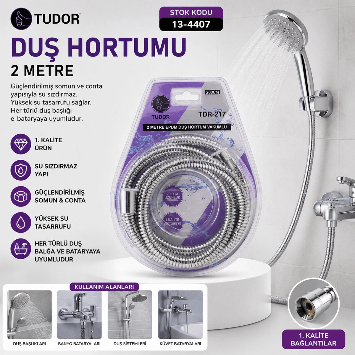 Duş Hortumu 200cm Vakumlu Ambalaj Bx40