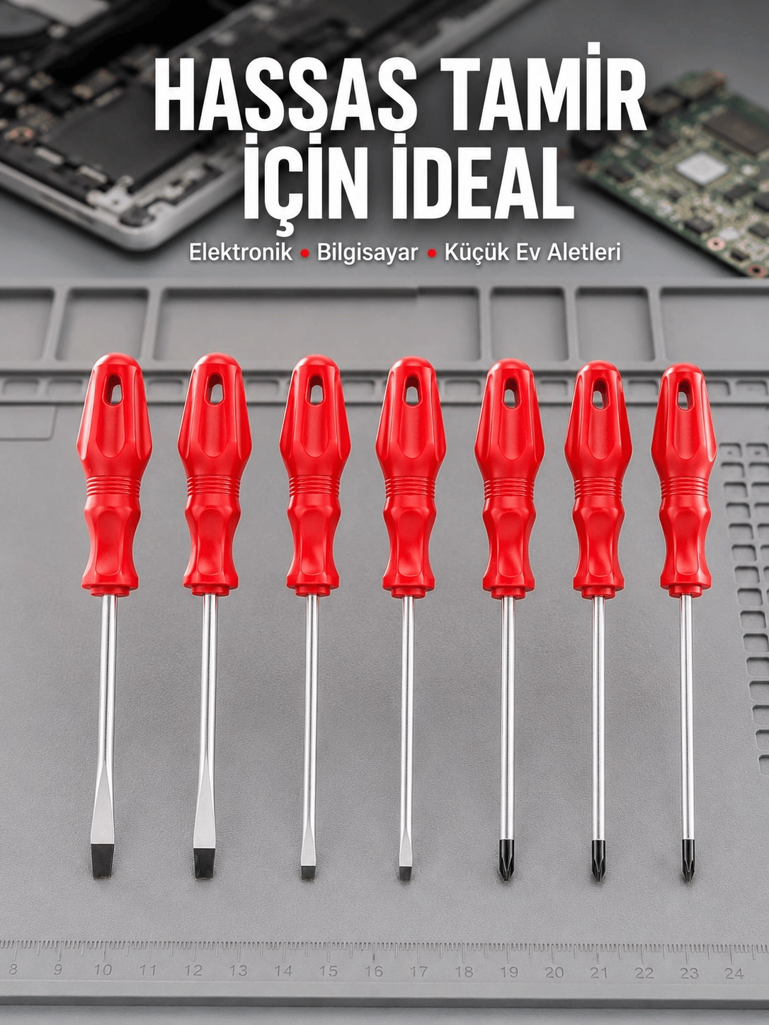 Düz ve Yıldız Başlıklı 7li Tornavida Seti Ergonomik Tutma