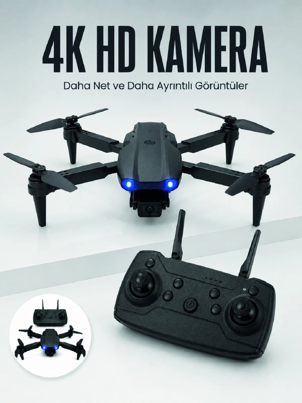 E99 Pro 4K HD Kameralı Katlanabilir Drone APP Kontrollü Uzaktan Kumandalı Mini Drone