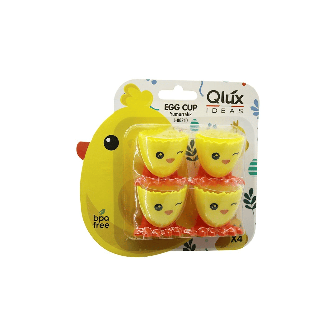 Egg Cup 4pcs Yumurtalık Emoji Desen - Renkli Plastik Civciv Ayaklı - 1/2 Kırık Yumurta Kabuk Model Bx40