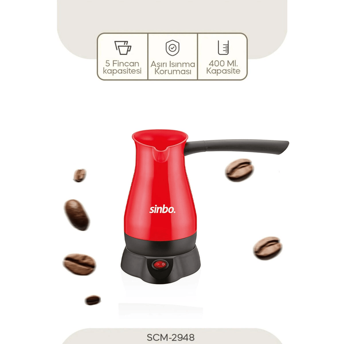 Elektrikli Cezve Pls. Türk Kahve Makine Çelik Gizli Rezistans 700w 5 Fincan - 400ml Scm-2948 Bx40