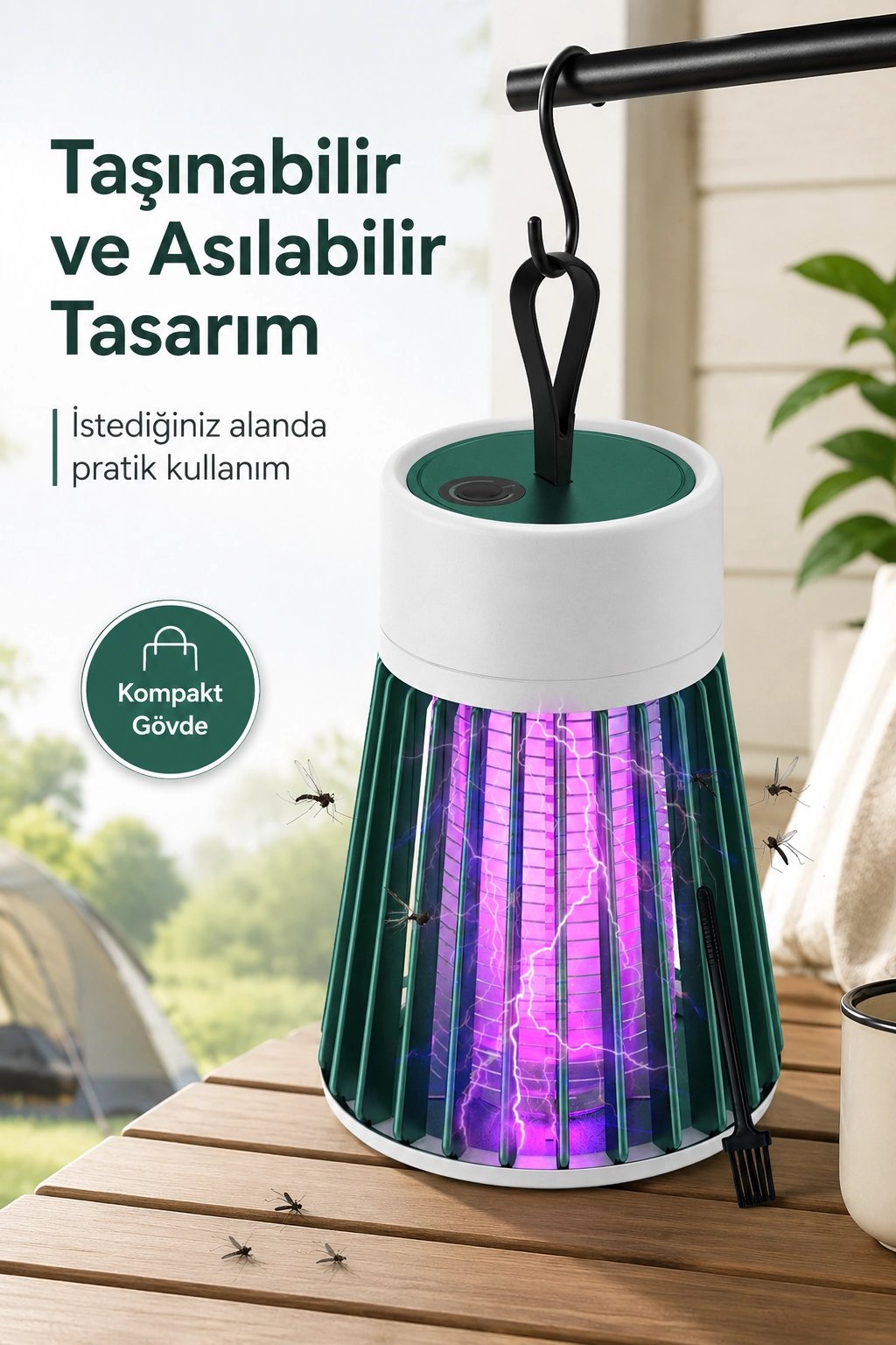 Elektrikli Sinek Öldürücü Mor Işıklı Taşınabilir Haşere Lambası Tek Tuşlu Cihaz