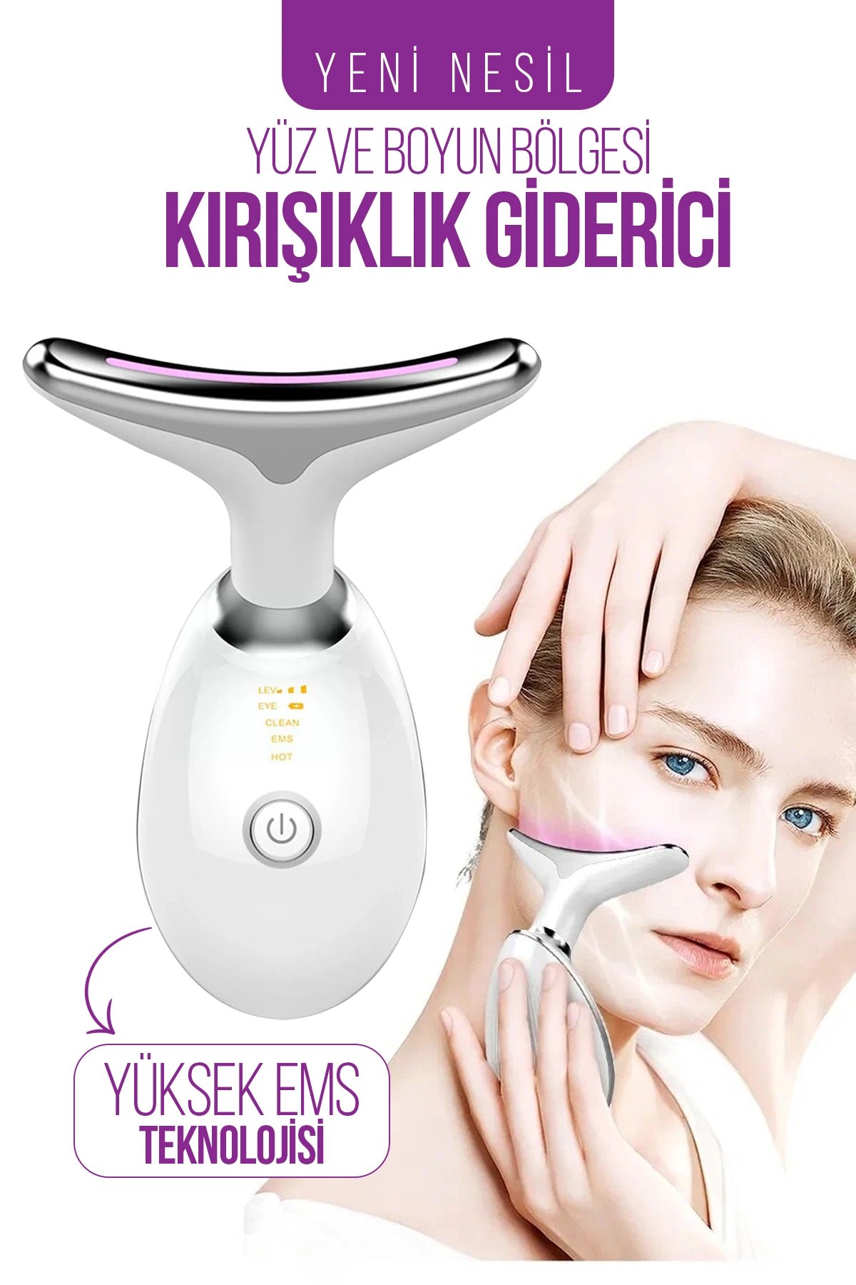 Elektronik beyaz yüz masaj aleti, sıkılaştırıcı ve yaşlanma karşıtı kullanım amaçlı