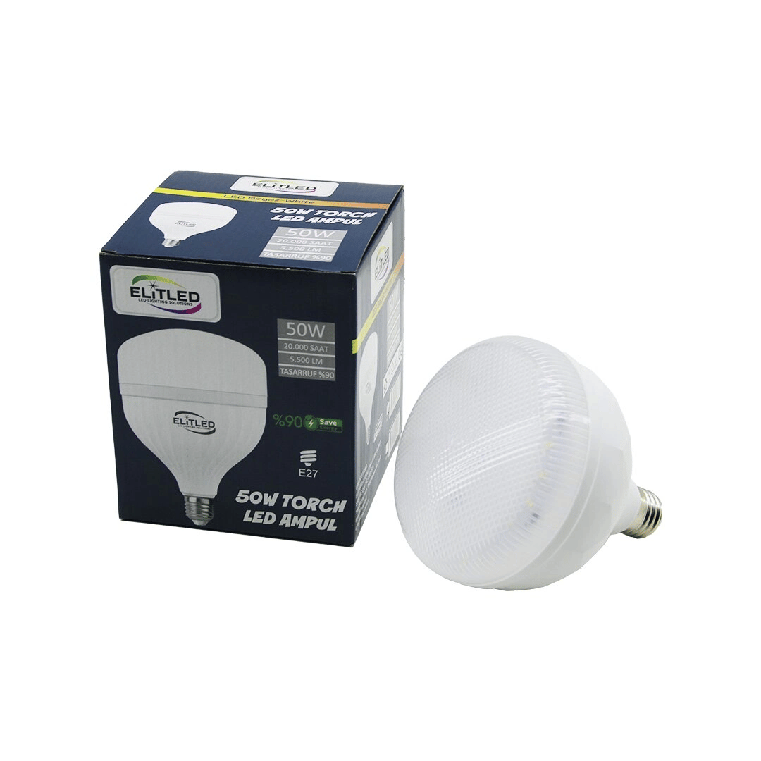 Elitled El-02 12/50 50w Torch Led Bulb Ampul Beyaz - 6400k E27 5500 Lümen 20.000 Saat Ömür Bx40