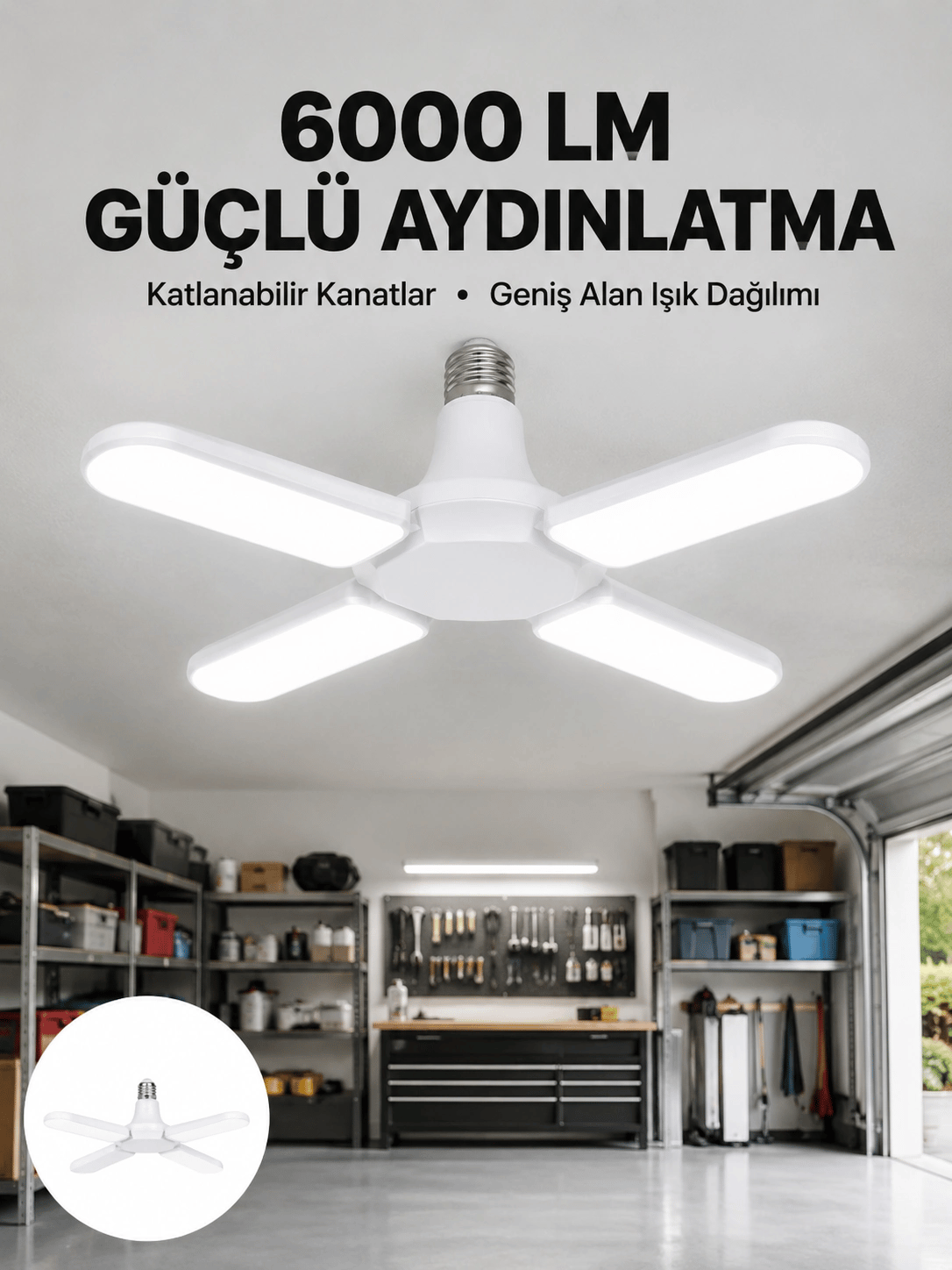 Enerji Tasarruflu LED Ampül 60 Watt 4 Kollu Beyaz Işık Yeni Nesil