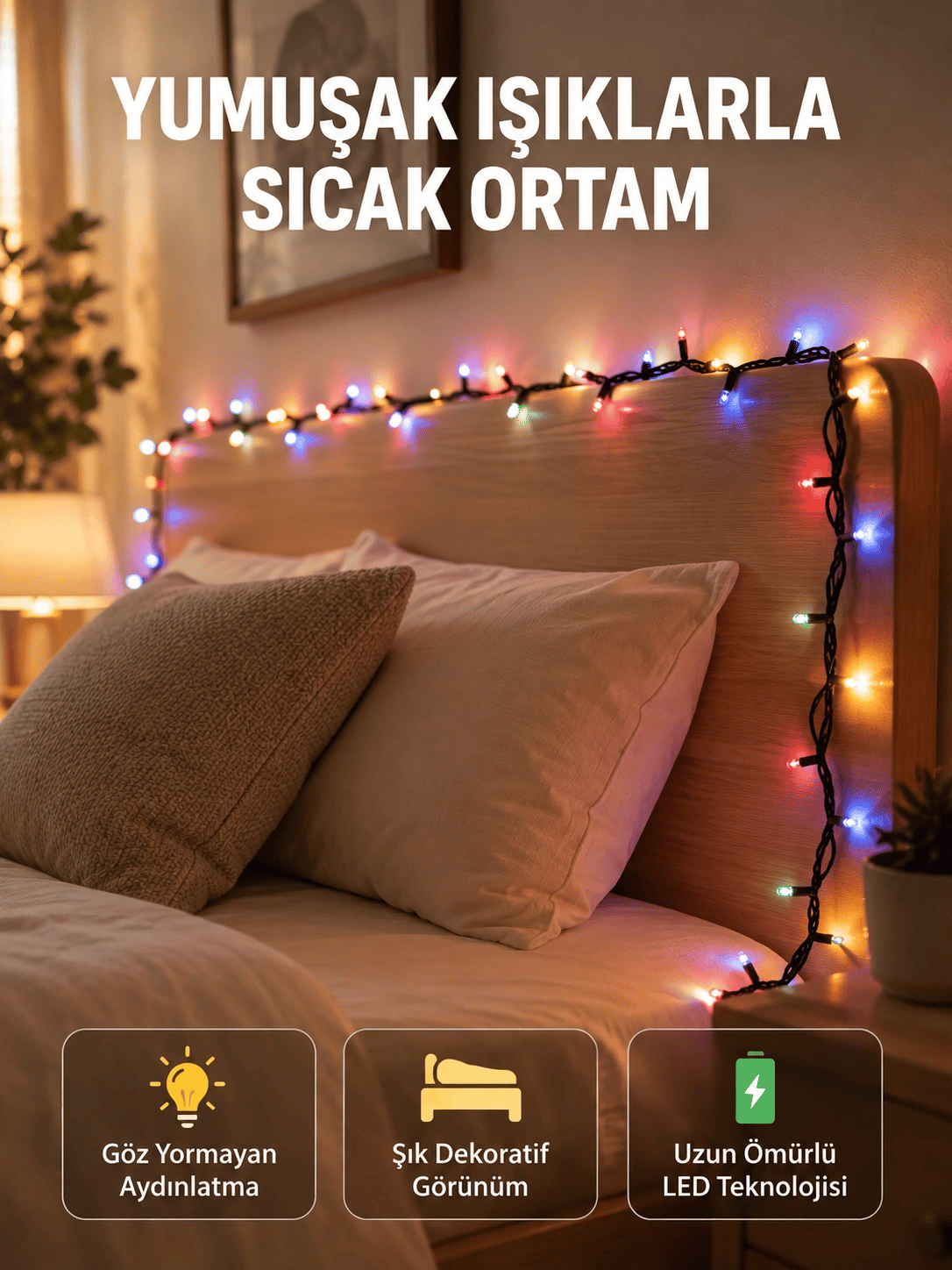 Enerji Tasarruflu Şeffaf Kablo 5 m 50 LED Dekor Işık Yeni Nesil