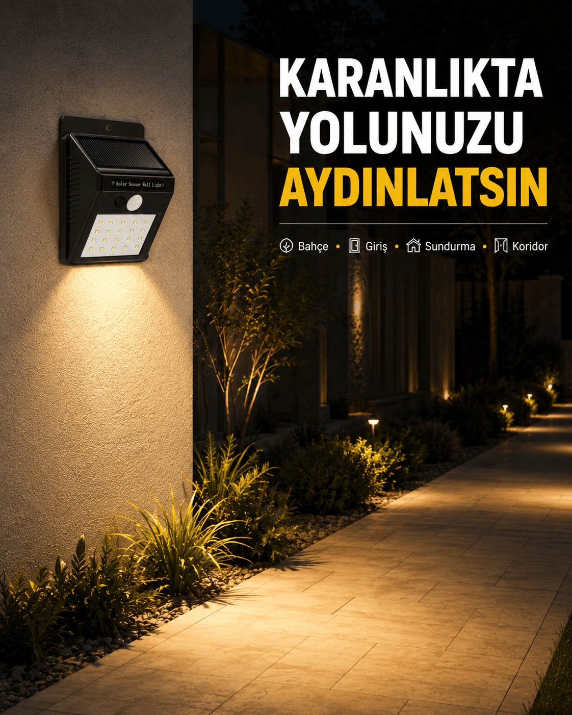 Enerji Tasarruflu ve Otomatik Sensörlü LED Güneş Işığı – Dış Mekan Uyumlu