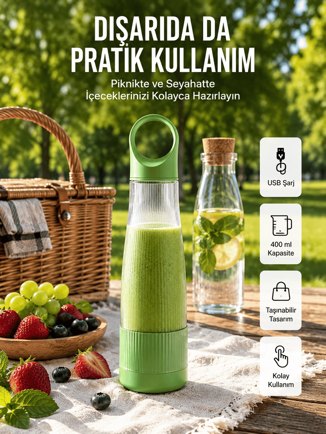 Ev Dışı Kullanıma Uygun Taşınabilir Smoothie Makinesi