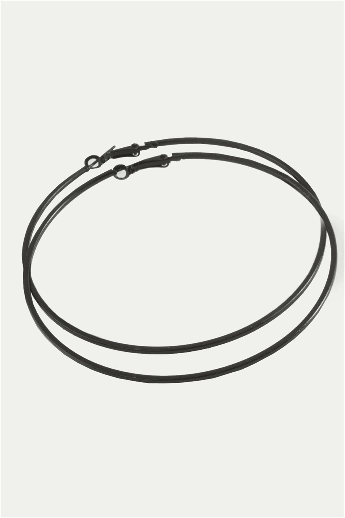 Ezme Çizgili Metal Halka Küpe 8-9-10 cm