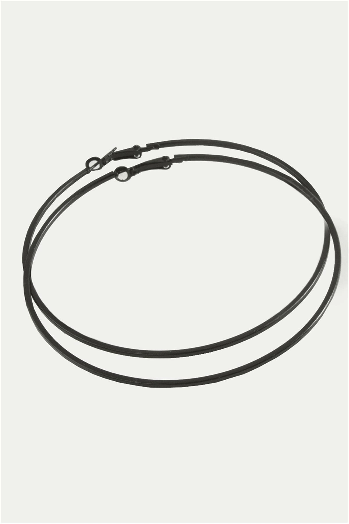 Ezme Çizgili Metal Halka Küpe 8-9-10 cm