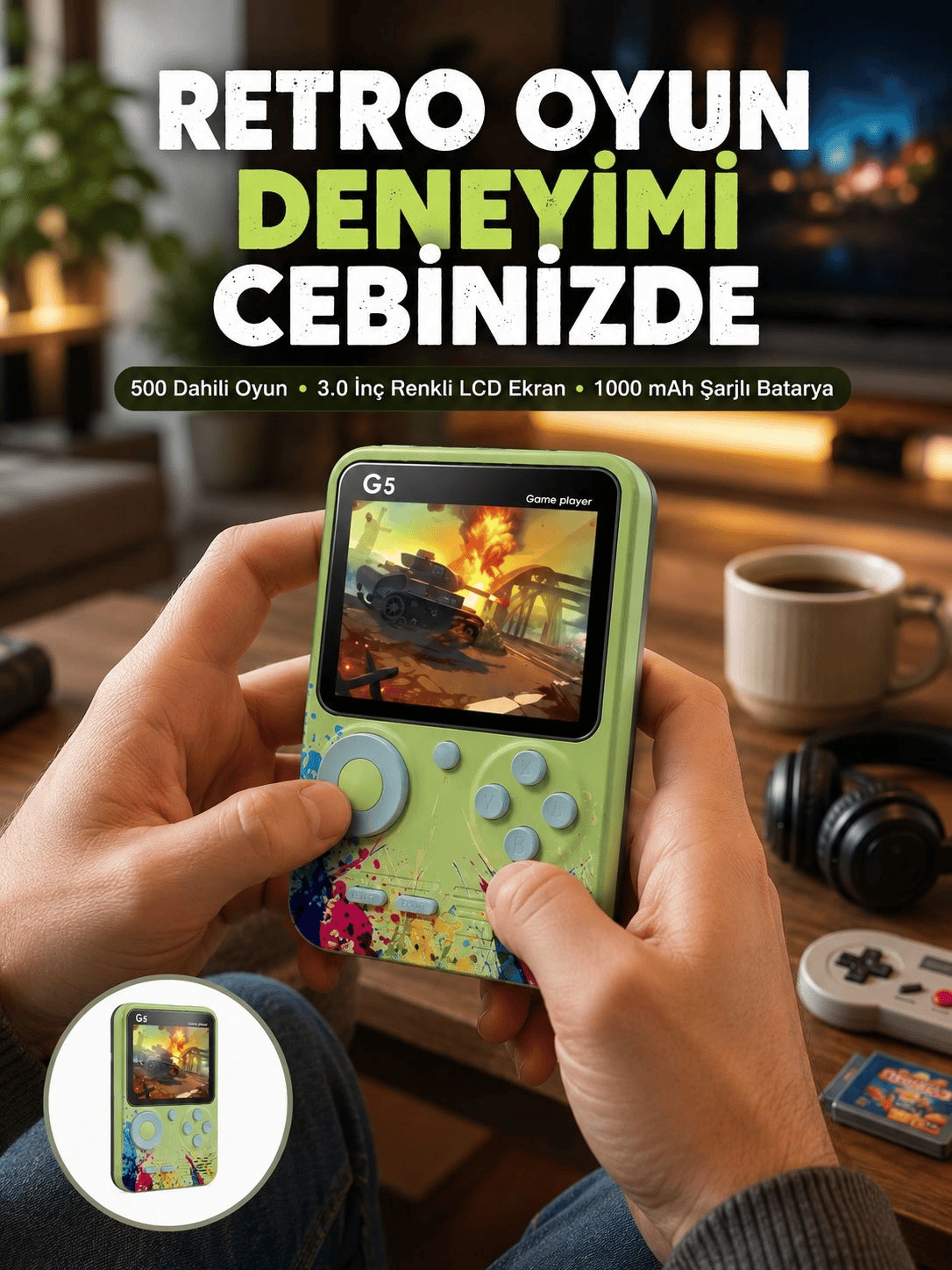 G5 Game Box Retro Mini Oyun Konsolu – 500 Dahili Oyun Yeni Nesil