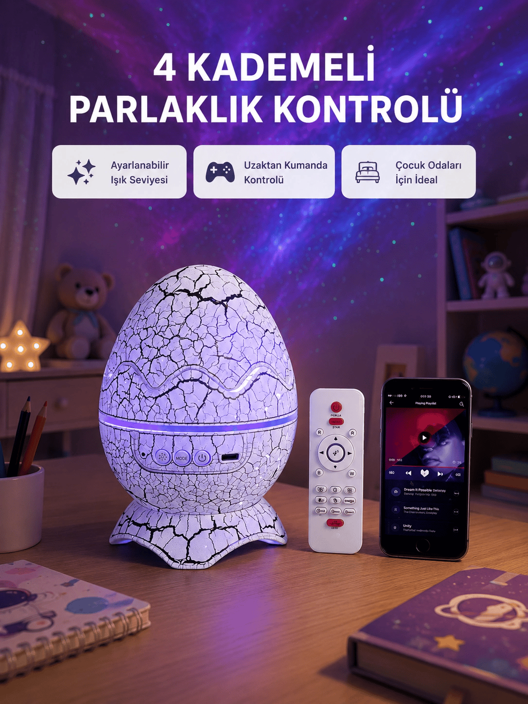 Galaksi Efektli Dinozor Yumurta Projektör – Yüksek Çözünürlüklü