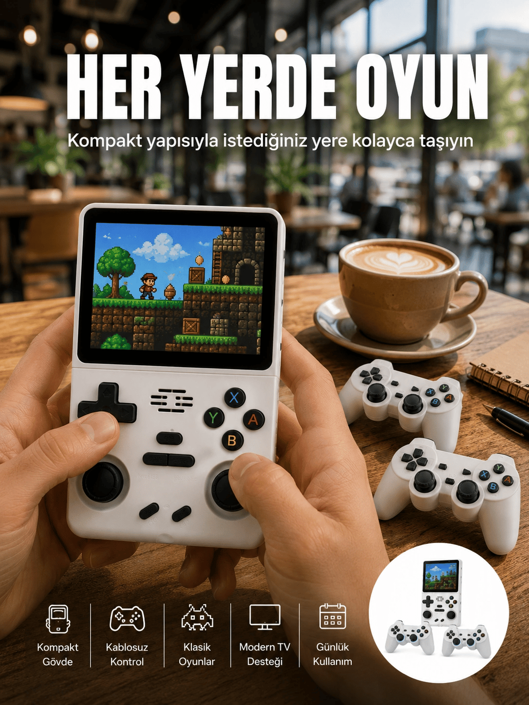 Geniş Ekranlı Taşınabilir Retro Oyun Konsolu Yeni Nesil