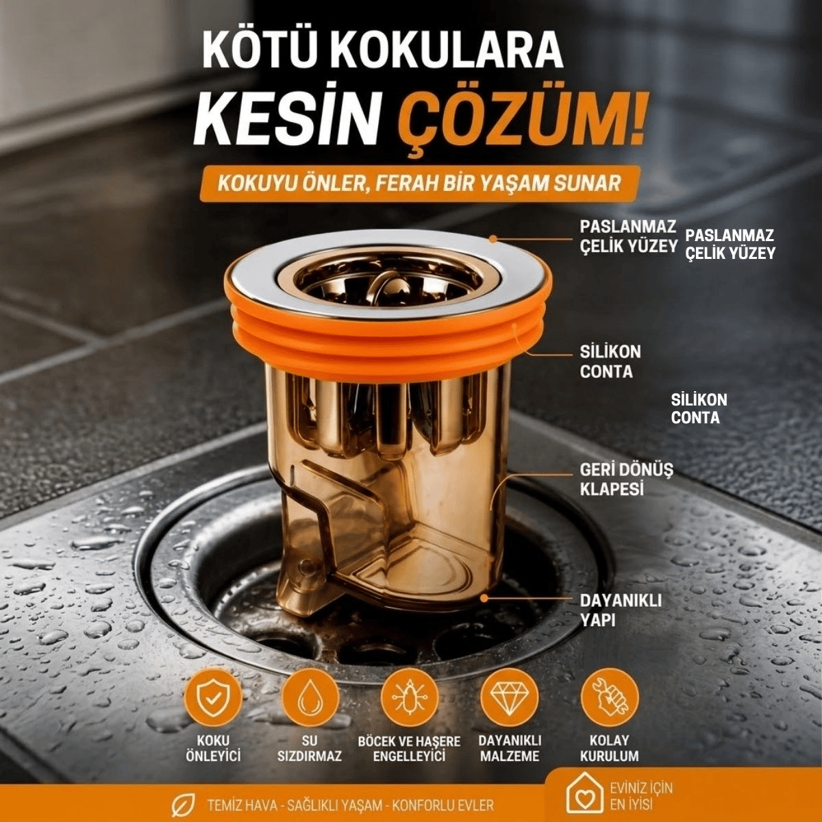 Gider Kokusu Ve Böcek Önleyici Gider Kapağı, Duş Ve Lavabo İçin Geri Akış Önleyici Plastik Yer Süzgeci Kapağı Bx40