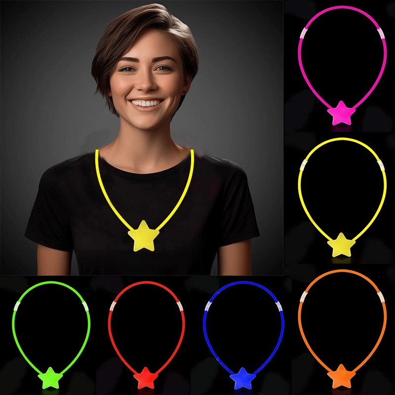 Glow Stick Yıldız Kolye - Glow Kolye - Glow Stick Partisi Yıldız Kolye 6 Adet Bx40