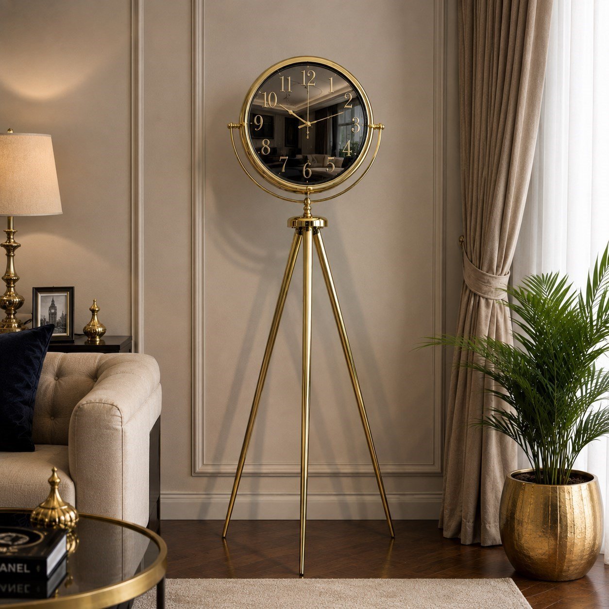 Gold Deluxe Aynalı Tripod 150 x 45 Cm Ayaklı Saat